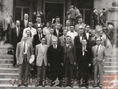 1956年，郑哲敏赴布鲁塞尔第九届国际应用力学会议合影